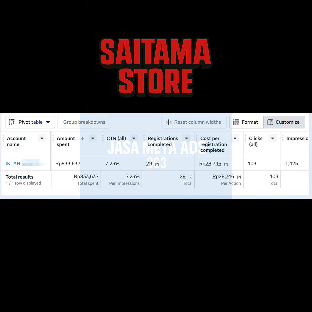 Contoh Report Meta Ads (blurred)